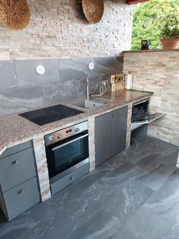 Kuchyň nebo kuchyňský kout v ubytování Apartma Sebastjan Dobova near Terme Paradiso