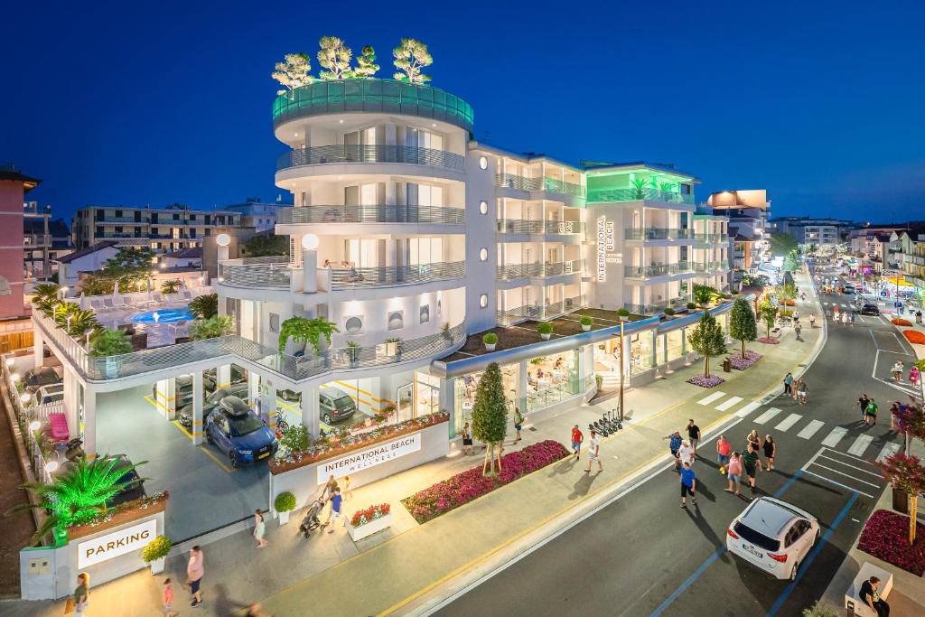 an overhead view of a street with a building at International Beach Hotel in Caorle