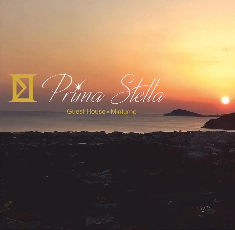 uma imagem de um pôr-do-sol com as palavras "panama stella" em Prima Stella Tourist Rooms em Minturno
