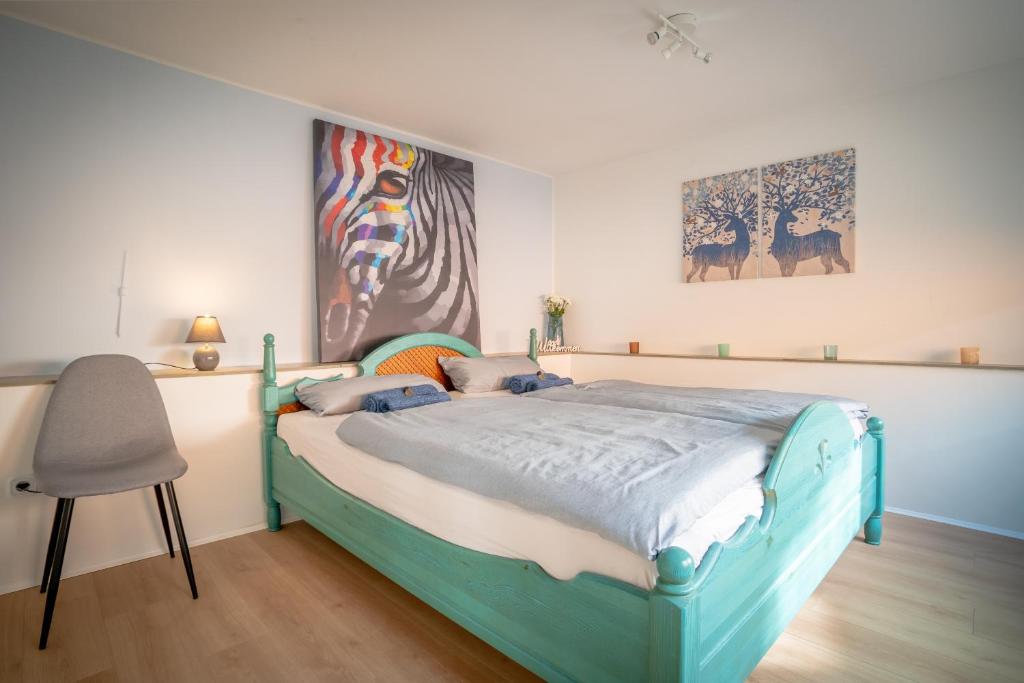 Postel nebo postele na pokoji v ubytování Akram Appartement I - Zentral und Ruhig