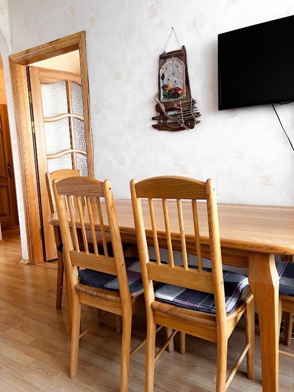 TV a/nebo společenská místnost v ubytování Apartment Jūros Mėlis