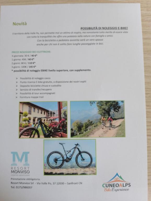 Jízda na kole v ubytování Resort Monviso nebo okolí