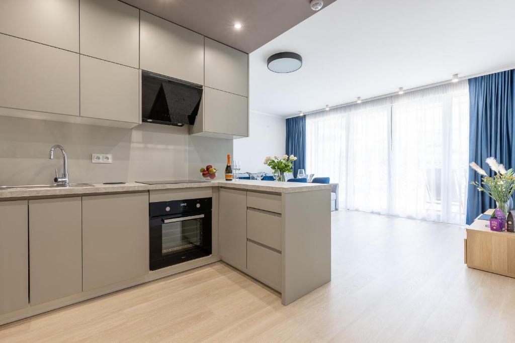 Kuchyňa alebo kuchynka v ubytovaní Apartament nr 5 Cetniewo Osada, Władysławowo, duży taras, parking podziemny