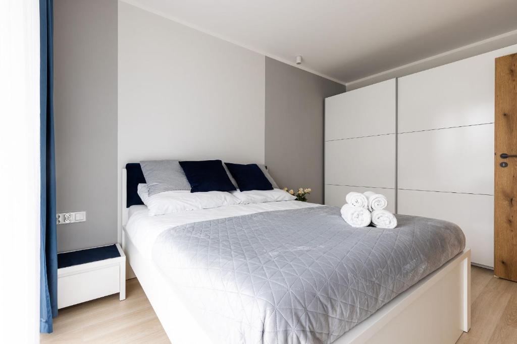 Posteľ alebo postele v izbe v ubytovaní Apartament nr 5 Cetniewo Osada, Władysławowo, duży taras, parking podziemny