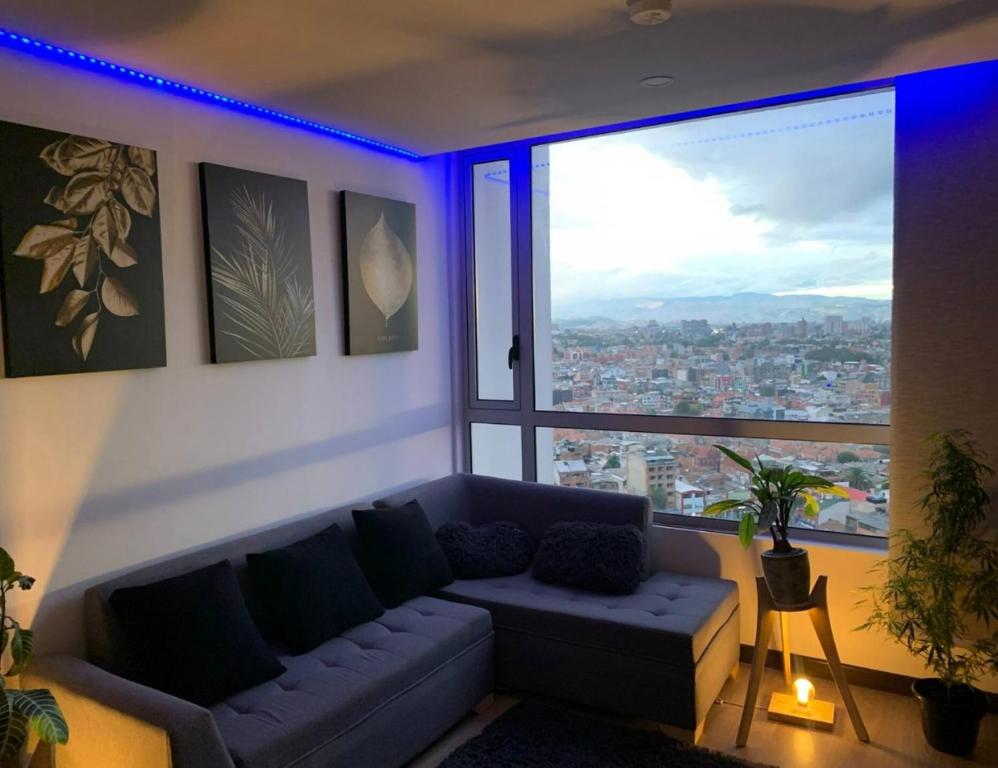 Zona de estar de Apartamento privado piso 20 Chapinero