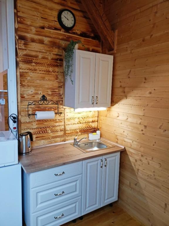 Kuchyň nebo kuchyňský kout v ubytování Chalupa pod Volarským rondelem