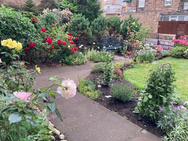 um jardim com muitas flores e plantas diferentes em Lovely 3 bedroom family friendly cottage in North Berwick em North Berwick