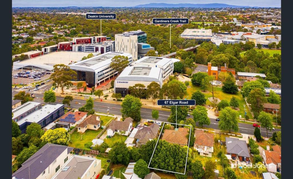 an overhead view of a city with buildings and street signs at Elgar 67 in Burwood