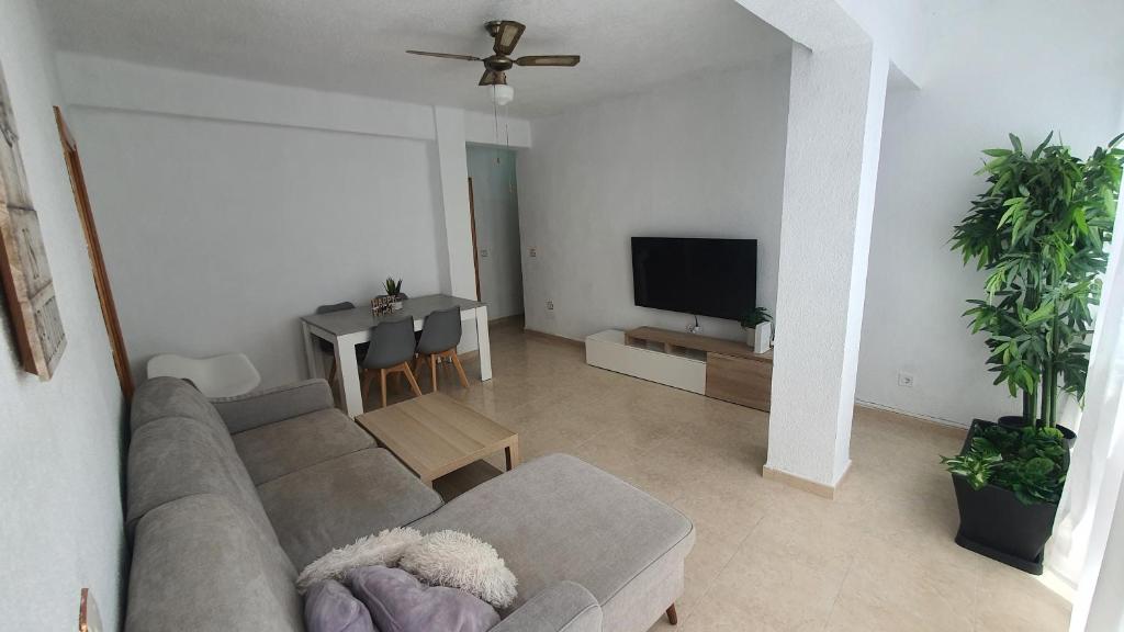 Televízia a/alebo spoločenská miestnosť v ubytovaní Apartamento centro playa estación de tren