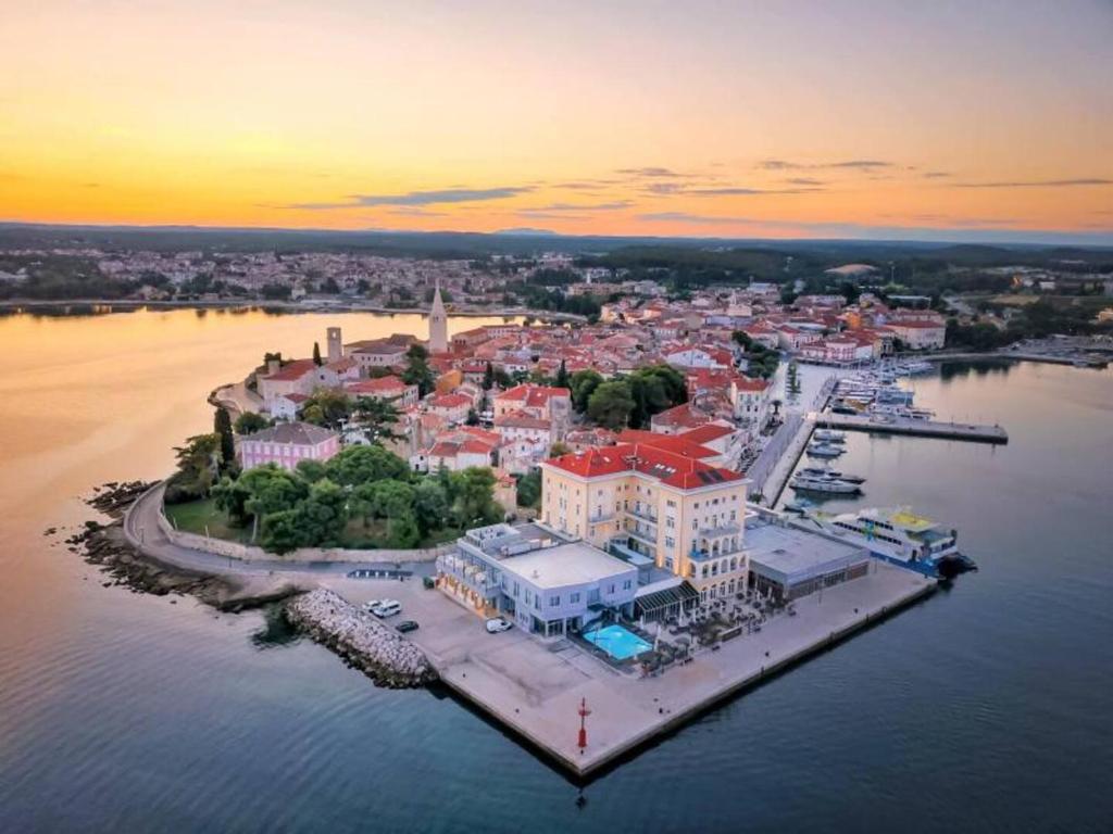 an aerial view of a small island in the water at San Eleuterio Guesthouse in Poreč