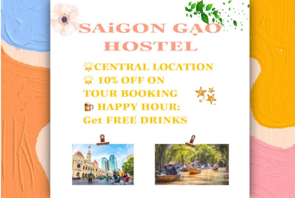 ein Flyer für einen Urlaub in einem Siesta gao Krankenhaus in der Unterkunft SaiGon Gạo Hostel in Ho-Chi-Minh-Stadt