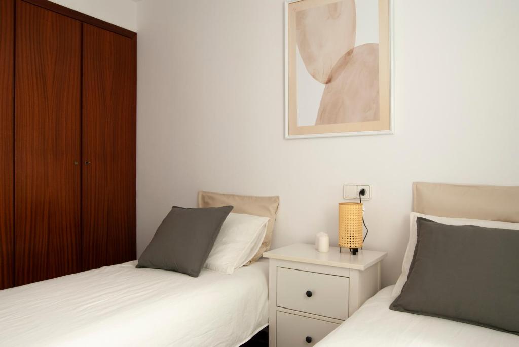 Postel nebo postele na pokoji v ubytování Apartment near the beach and Port Marina of Premia