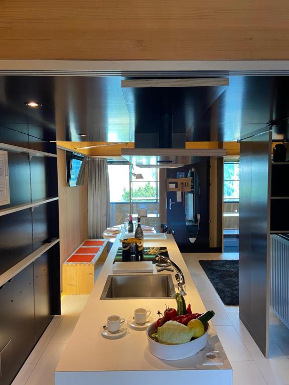 Kuchyň nebo kuchyňský kout v ubytování Kar Design Appartements