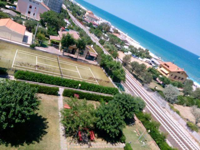 an aerial view of a beach and the ocean at CONDOMINIO CESANO MARE in Marotta