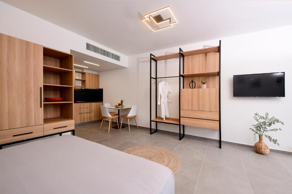 TV a/nebo společenská místnost v ubytování Ostracon Suites