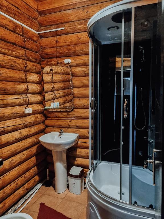 Koupelna v ubytování Hotel Chveneburi