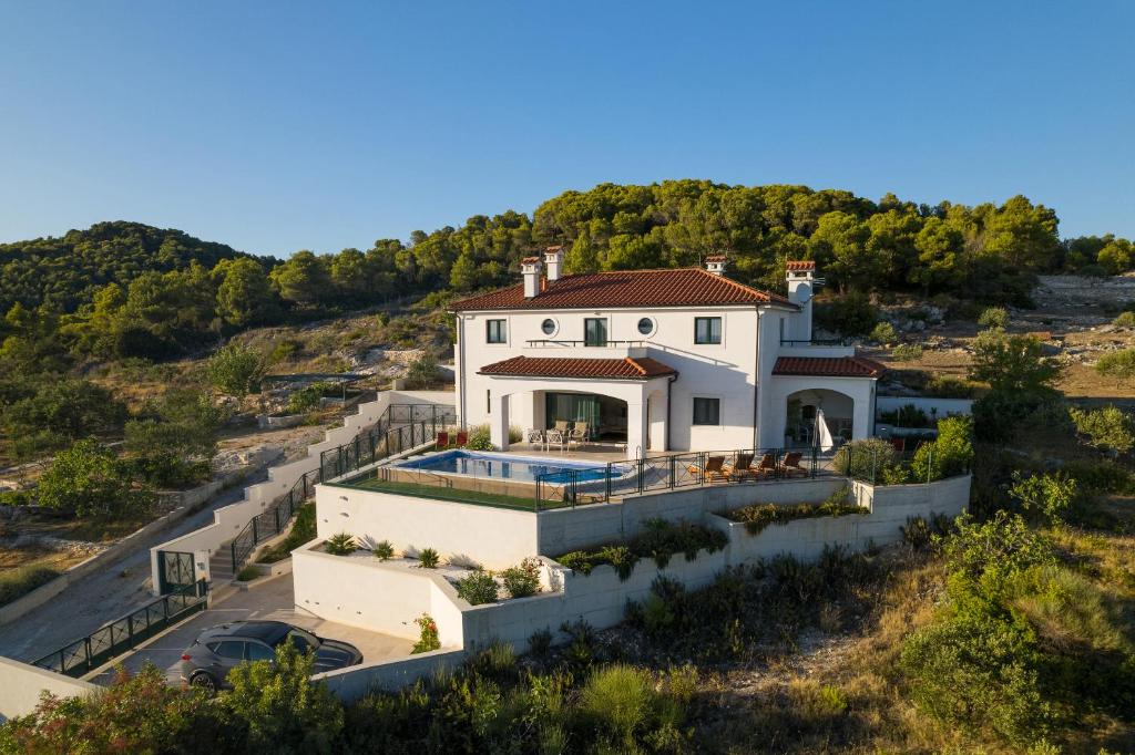 an aerial view of a house at Villa Bellevue Vodice in Vodice