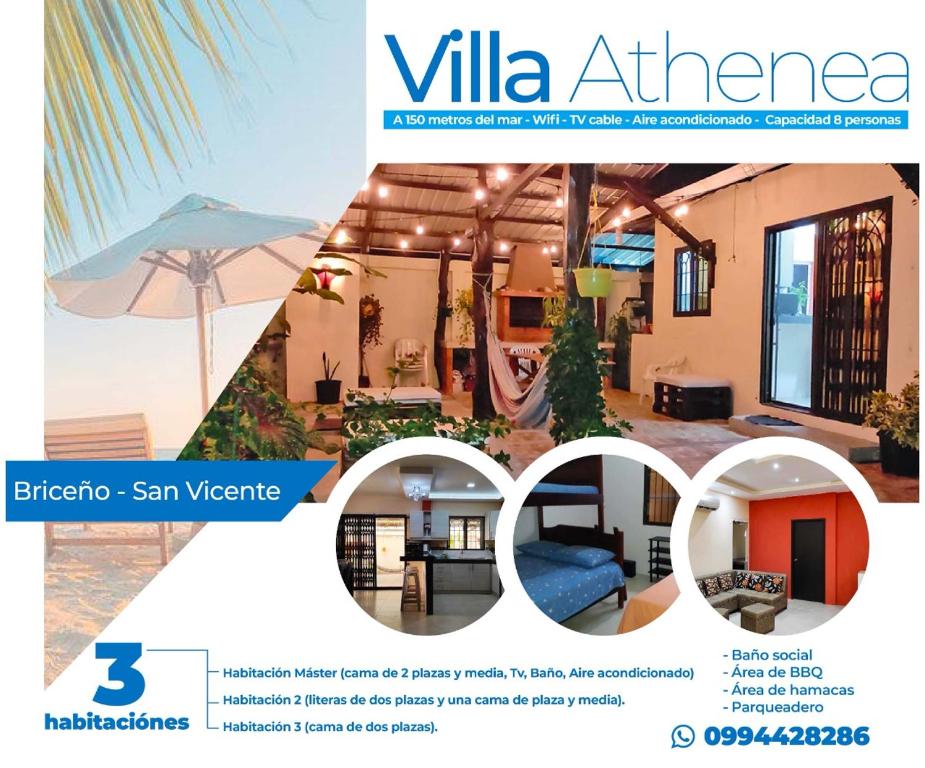 ein Flyer für eine Villa und eine Website in der Unterkunft villa Athenea in San Vicente