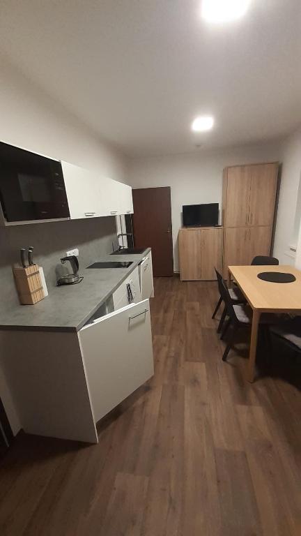 Kuchyň nebo kuchyňský kout v ubytování Apartmány RADOST