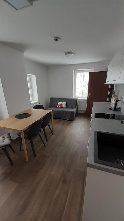 Kuchyň nebo kuchyňský kout v ubytování Apartmány RADOST