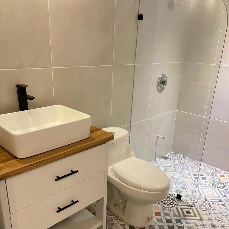 Koupelna v ubytování Hotel Mono Azul