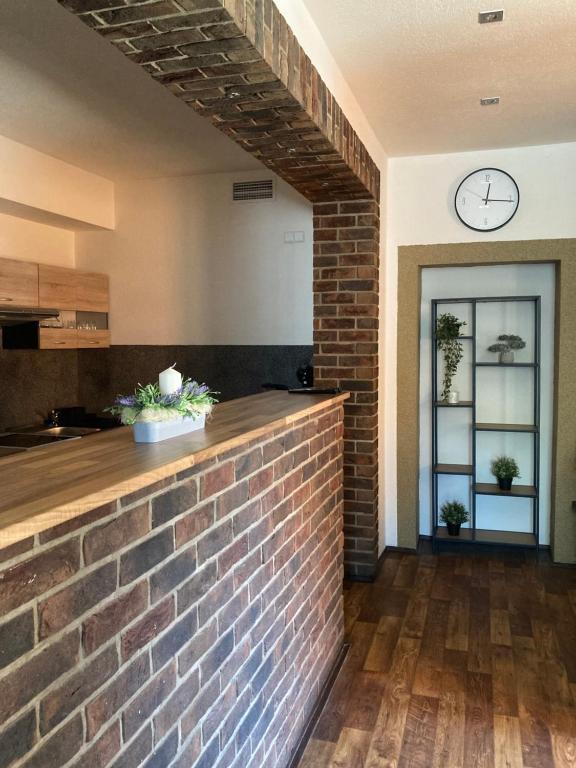 Kuchyň nebo kuchyňský kout v ubytování Apartman U Mostu
