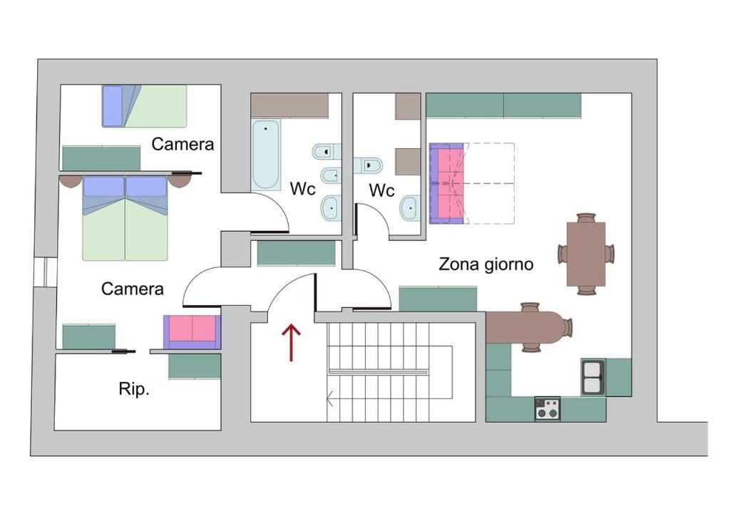 Plan piętra w obiekcie Vecchie Tre Colonne