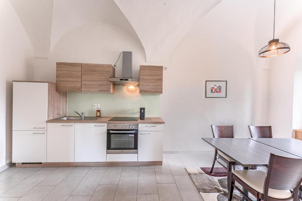 Kuchyň nebo kuchyňský kout v ubytování Ferienwohnungen im Kloster