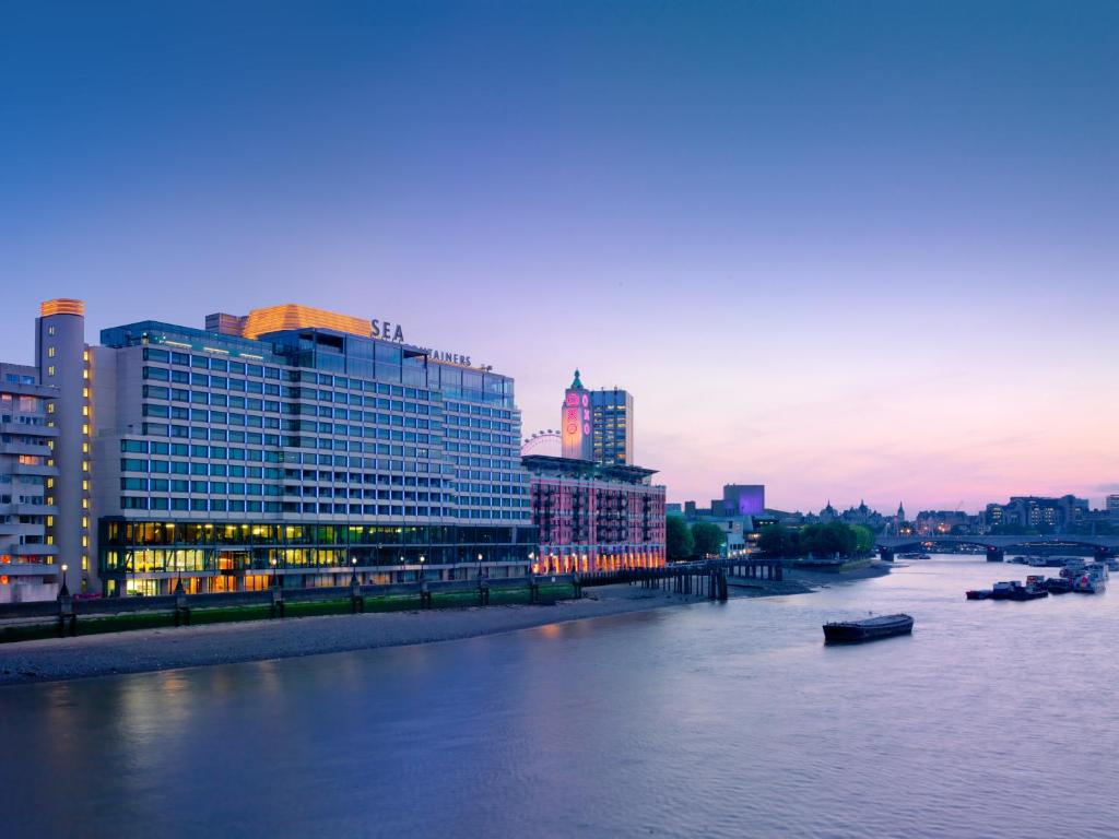 倫敦的住宿－Sea Containers London，享有河流、建筑和城市的景色