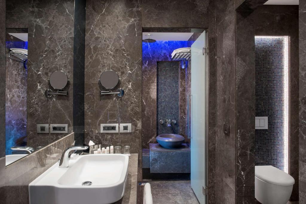 a bathroom with a sink and a toilet and a tub at Radisson Blu Hotel & Spa, Istanbul Tuzla in Istanbul