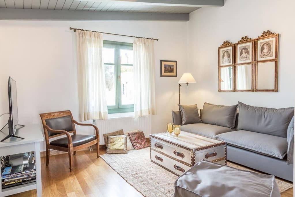 a living room with a couch and a chair at Aristocratic Home Under Acropolis in Athens