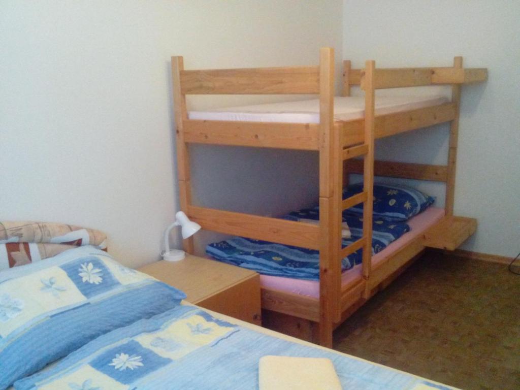 Postel nebo postele na pokoji v ubytování Ubytování v Mladých Bukách