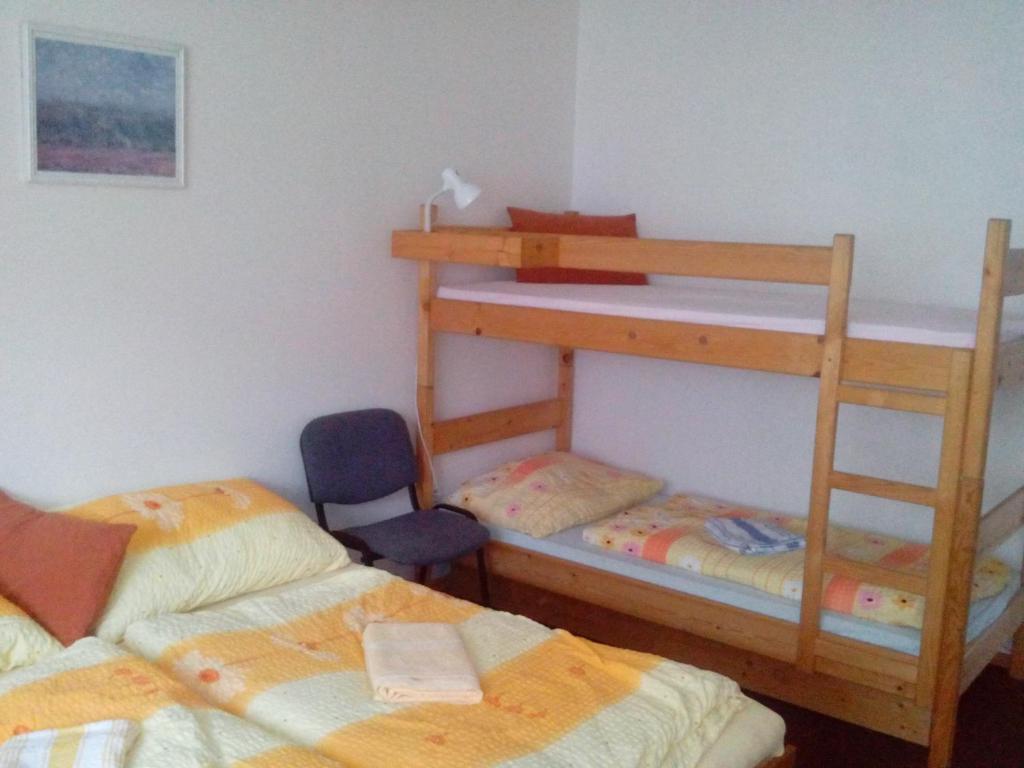 Postel nebo postele na pokoji v ubytování Ubytování v Mladých Bukách