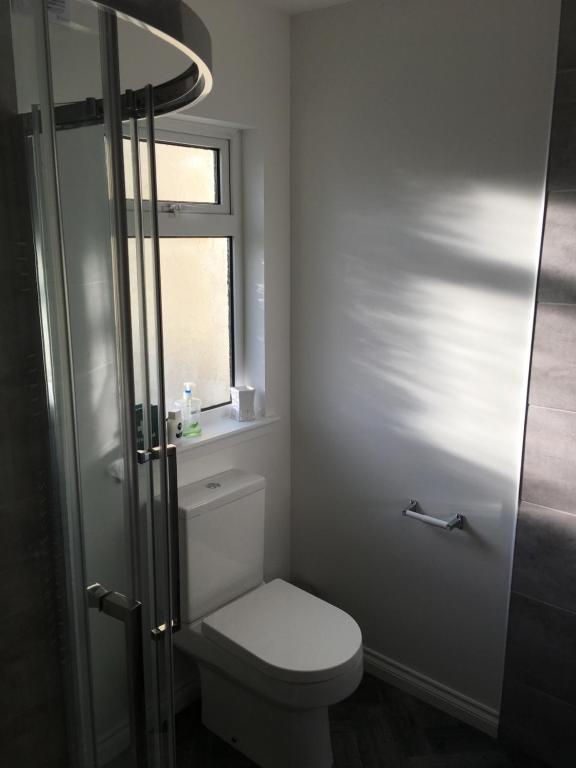 a bathroom with a toilet and a window at Brecbennoch in Oban
