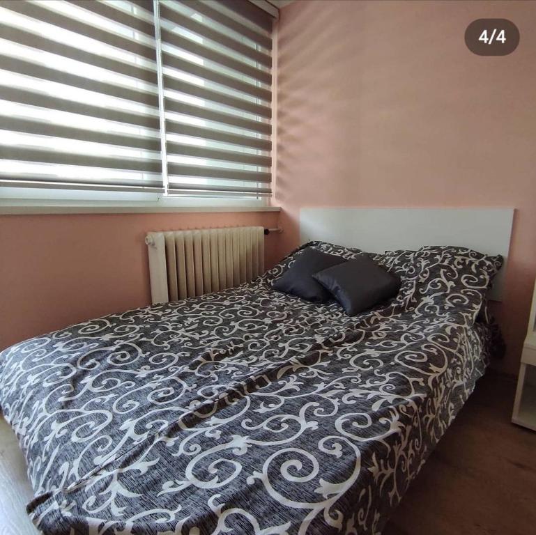 een bed met twee kussens in een slaapkamer bij Stan na dan Bor in Bor