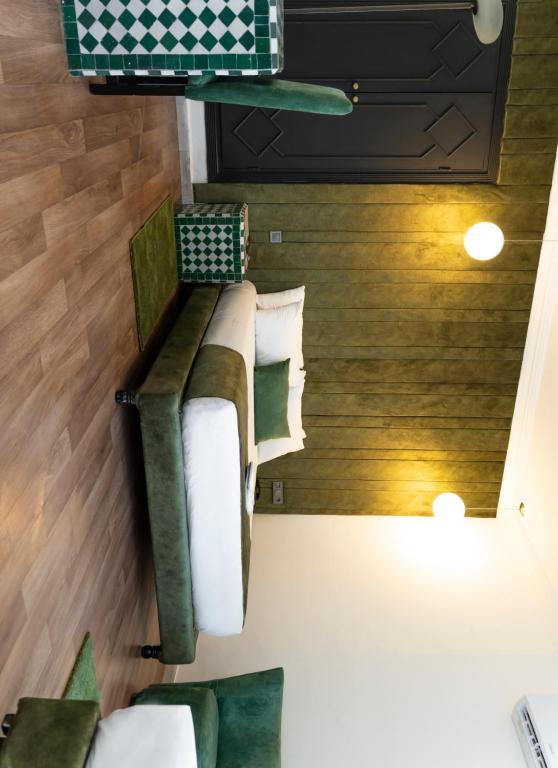 an overhead view of a room with two beds at Hotel Majestic in Casablanca