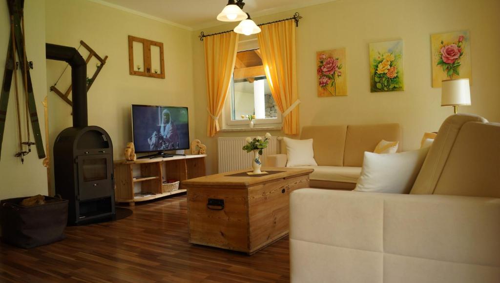 TV a/nebo společenská místnost v ubytování Chalet Olympia