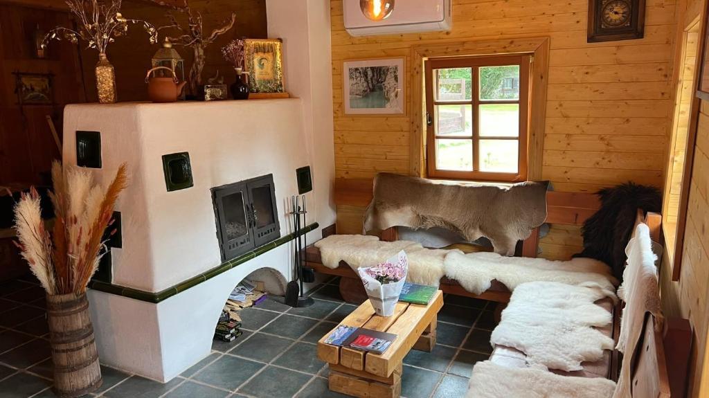 Posezení v ubytování Pristava Lepena Village