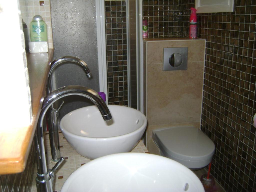 a bathroom with a sink and a toilet at Gite à Bandol in Bandol