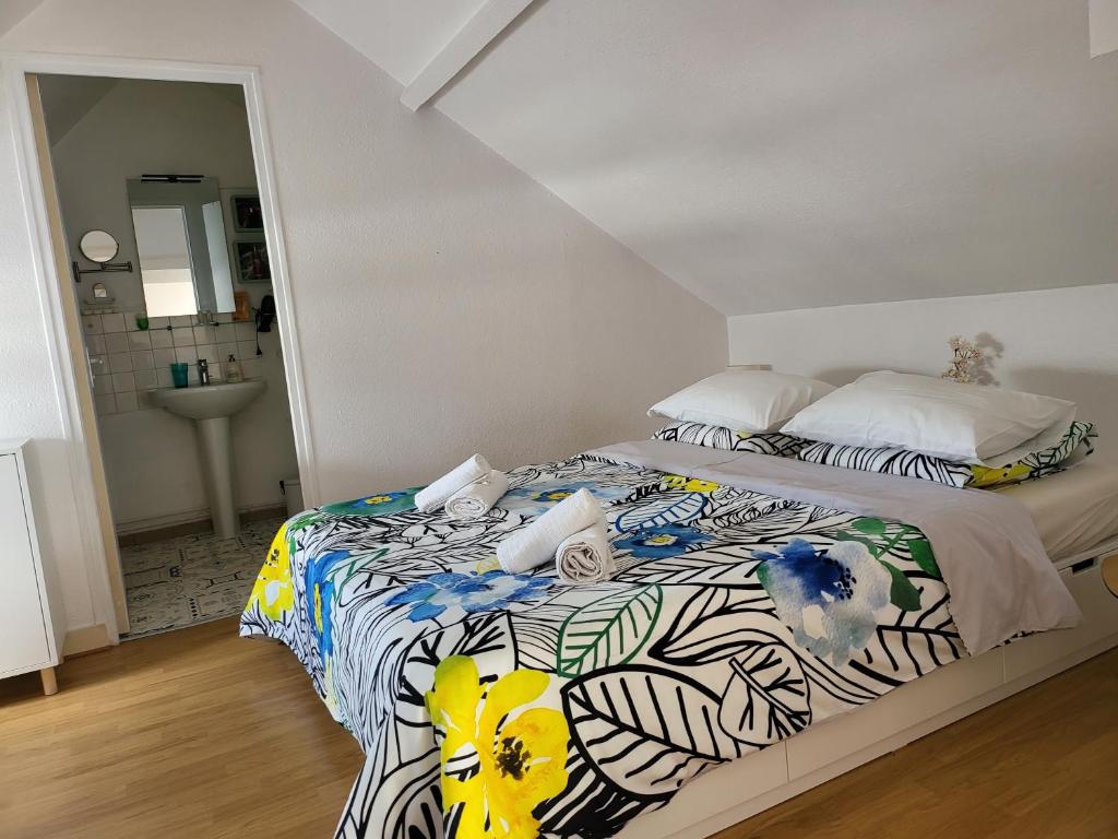 Posteľ alebo postele v izbe v ubytovaní Appartement style loft en centre ville
