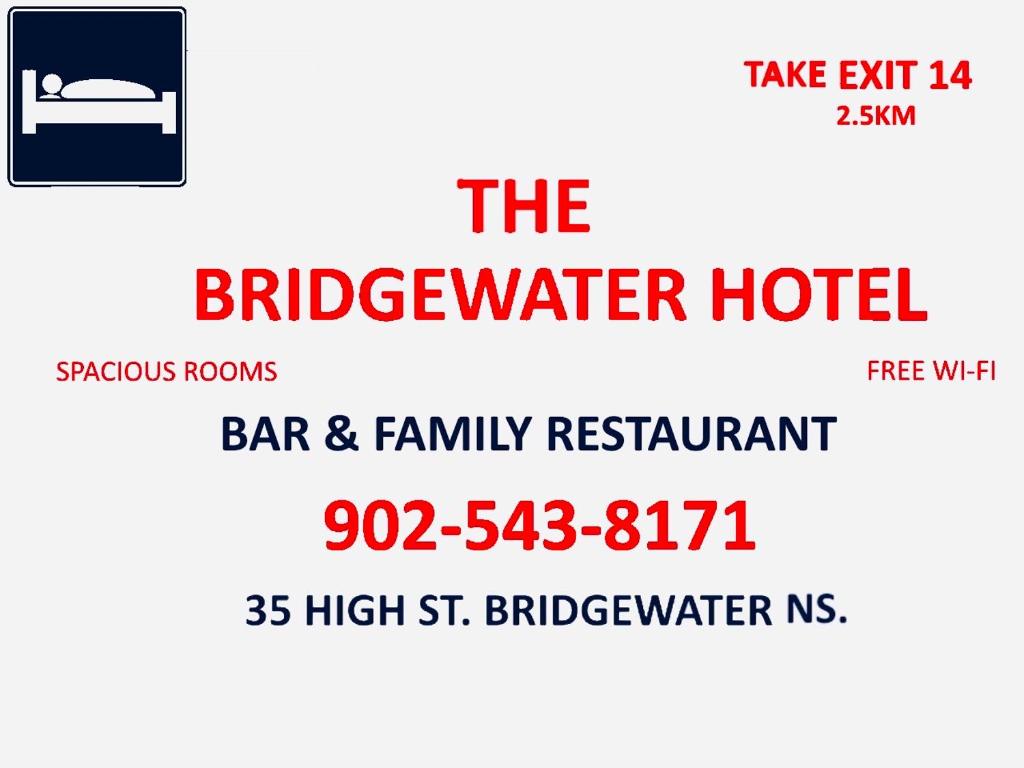 a flyer for a bar and family restaurant at The Bridgewater Hotel in Bridgewater