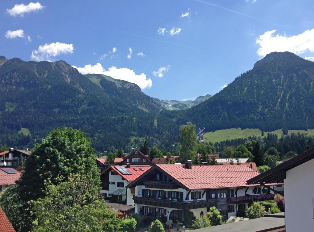 a view of a village in the mountains at Alpschatz Adlerhorst in Oberstdorf
