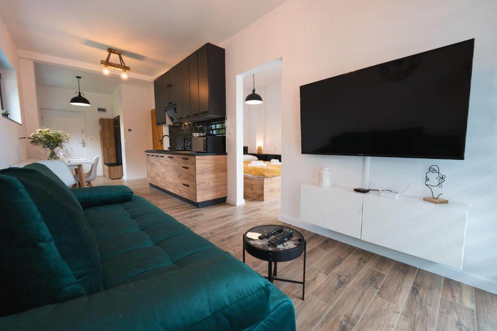 Televízia a/alebo spoločenská miestnosť v ubytovaní Apartamenty Nadrzeczna nad Wisłą Dream Apart
