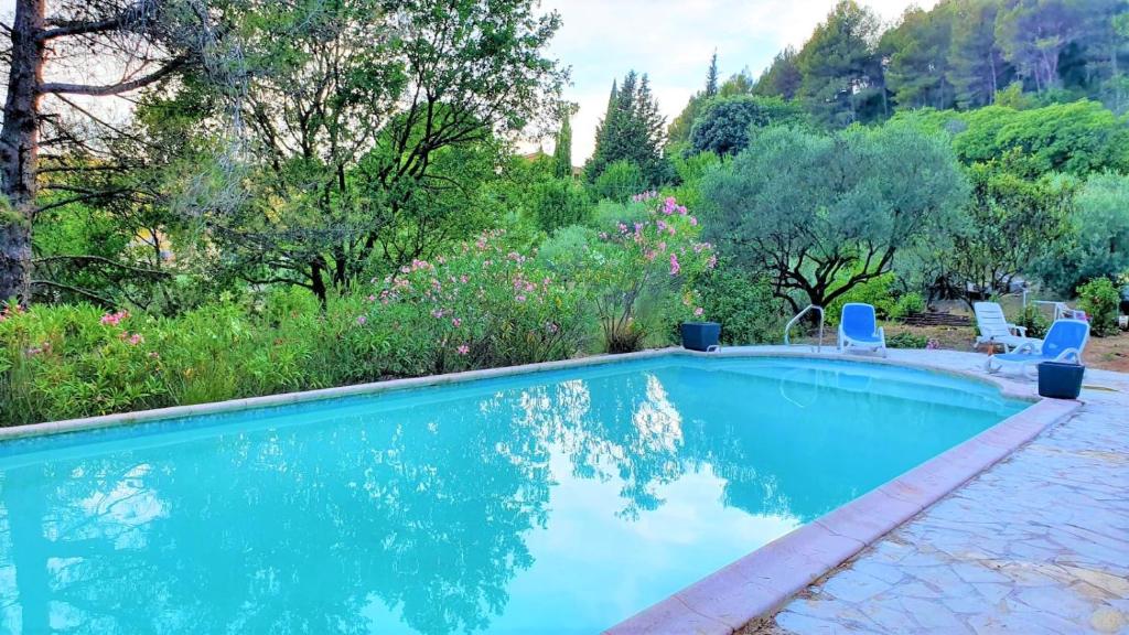 Swimming pool sa o malapit sa Villa CIGALONS en pleine pinède avec PISCINE chauffée de mai à septembre