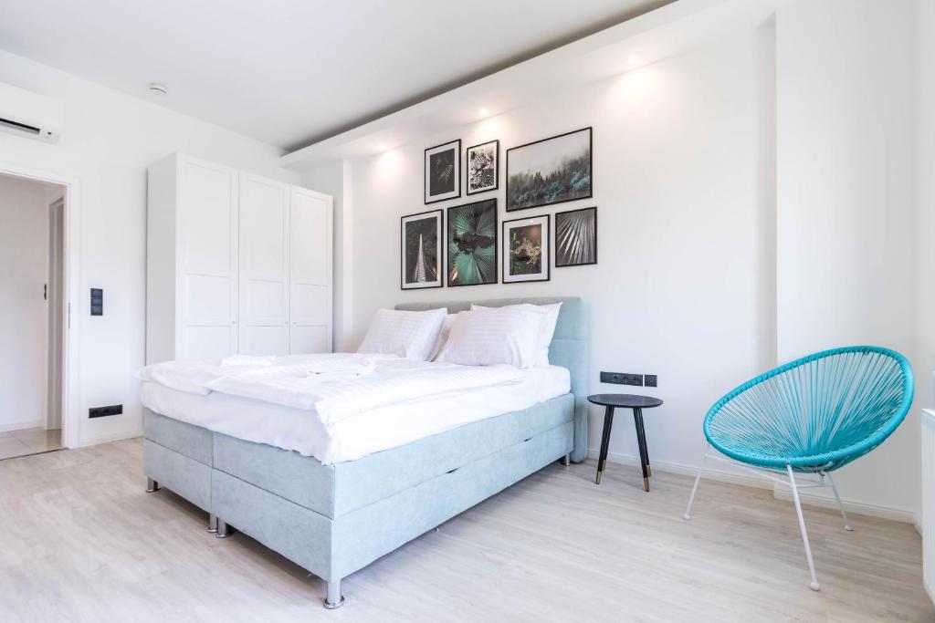 Posteľ alebo postele v izbe v ubytovaní Corvinus Smart Apartment with Beautiful View