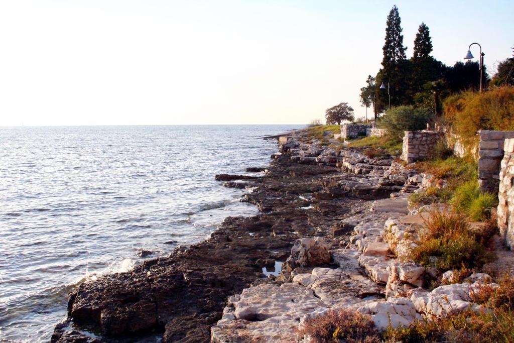 a rocky shore next to the water at Apartments with a parking space Karigador, Novigrad - 2534 in Karigador