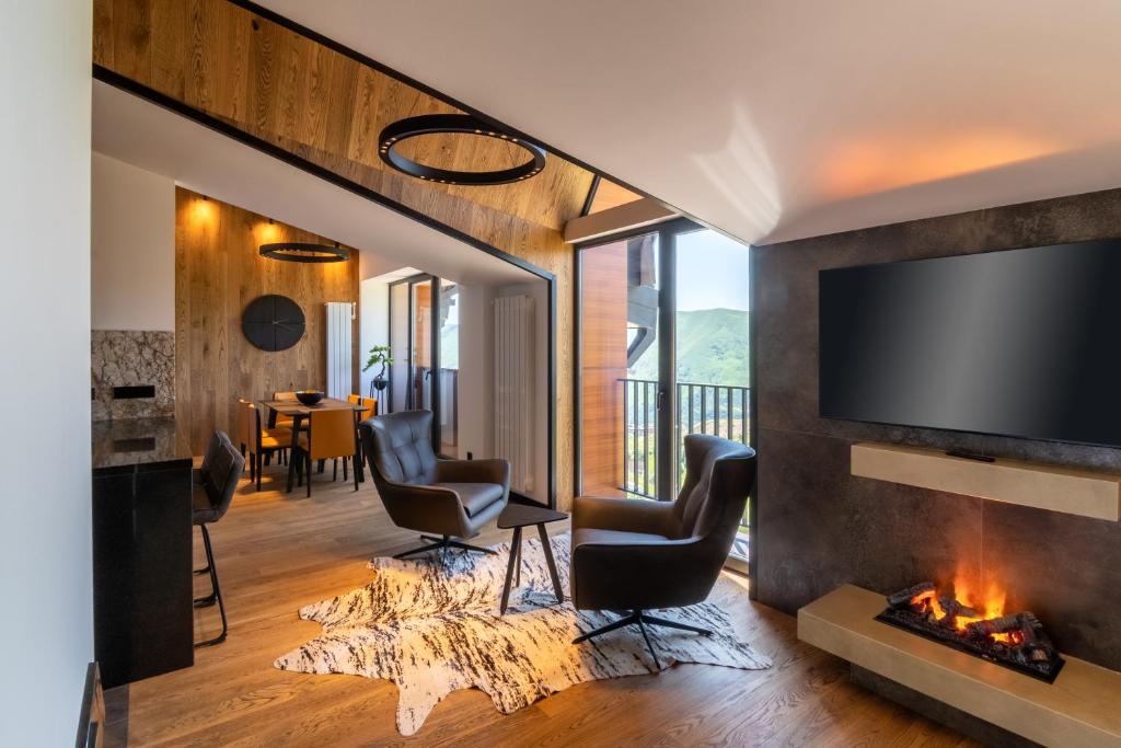 Posezení v ubytování Luxury Apartment Kavkaz View