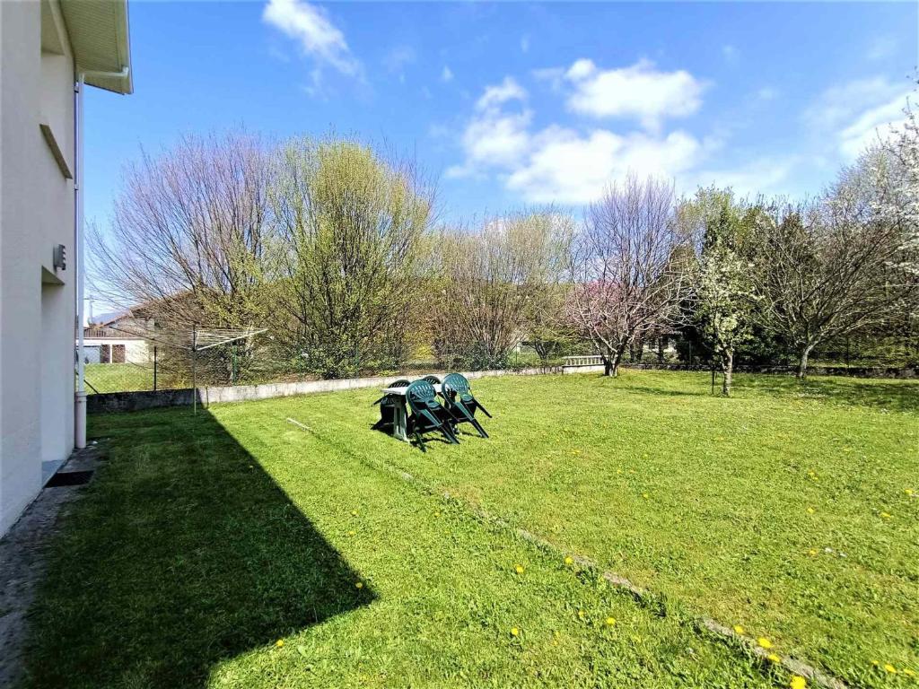 un groupe d'éléphants debout dans un champ d'herbe dans l'établissement Charmant T2 avec jardin et terrasse à Aix-les-Bains, proche du Lac - FR-1-555-5, à Aix-les-Bains