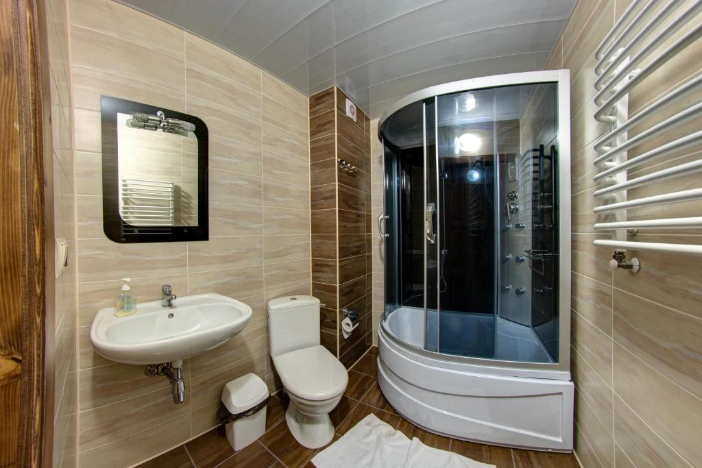 Koupelna v ubytování Lavina Hotel