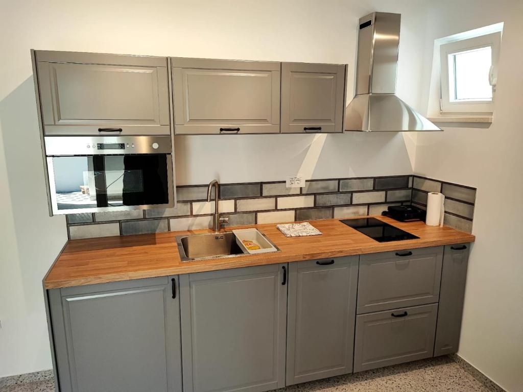 Kuchyň nebo kuchyňský kout v ubytování GaLa Apartments Zaostrog
